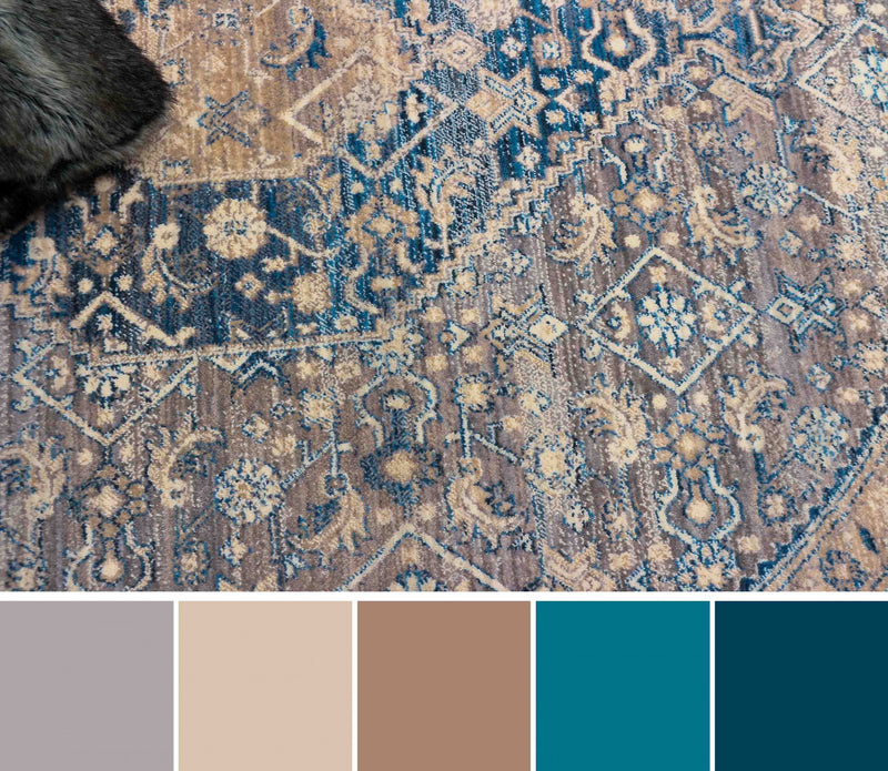 Tapis Traditionnel Lucia 5'0\" x 5'0\" en Bleu