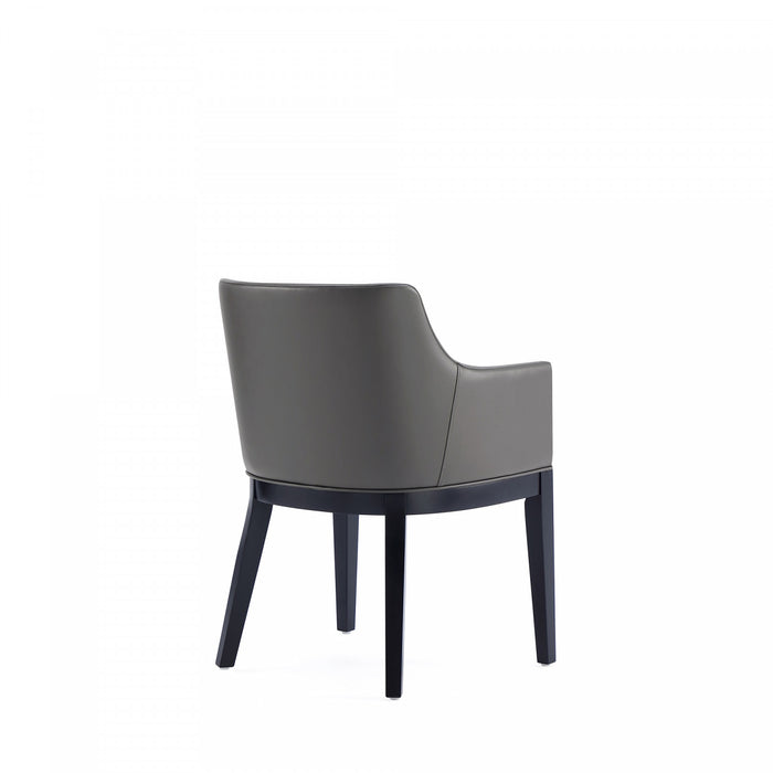 Fauteuil moderne Gansevoort en bois et cuir vegetalien graphite - Lot de 2