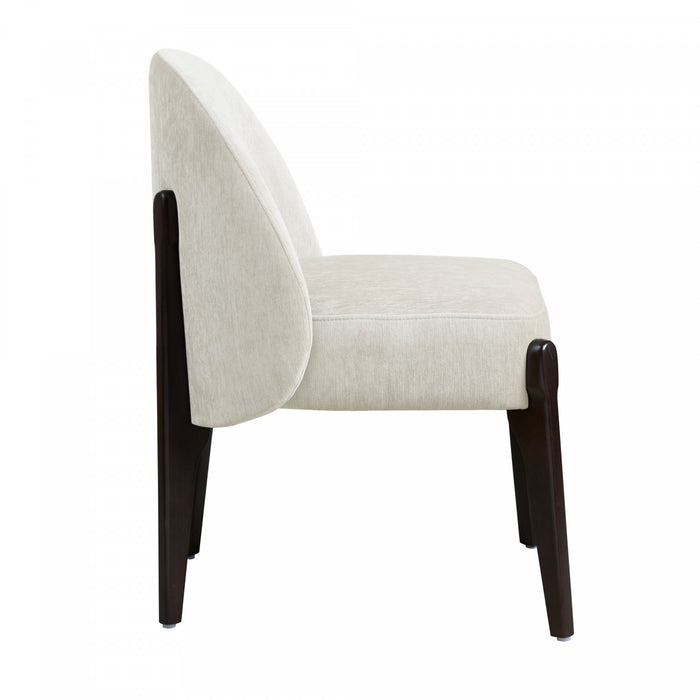Chaise laterale contemporaine moderne Oslo en bois et chenille creme - Lot de 2