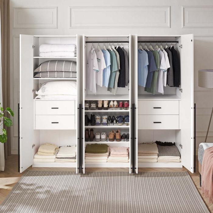 Armoire-penderie moderne Lee 3 pieces en blanc