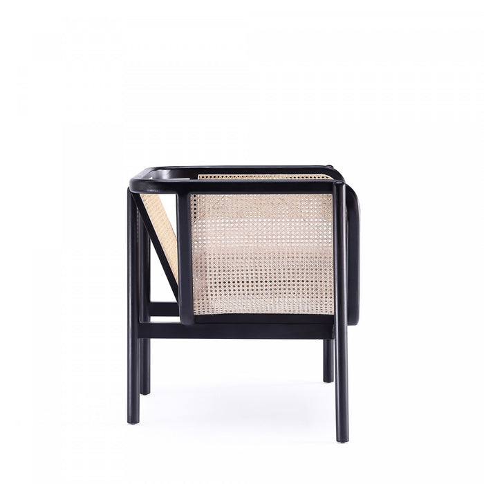 Fauteuil d’appoint chic industriel Versailles en bois et cannage, creme – Lot de 2