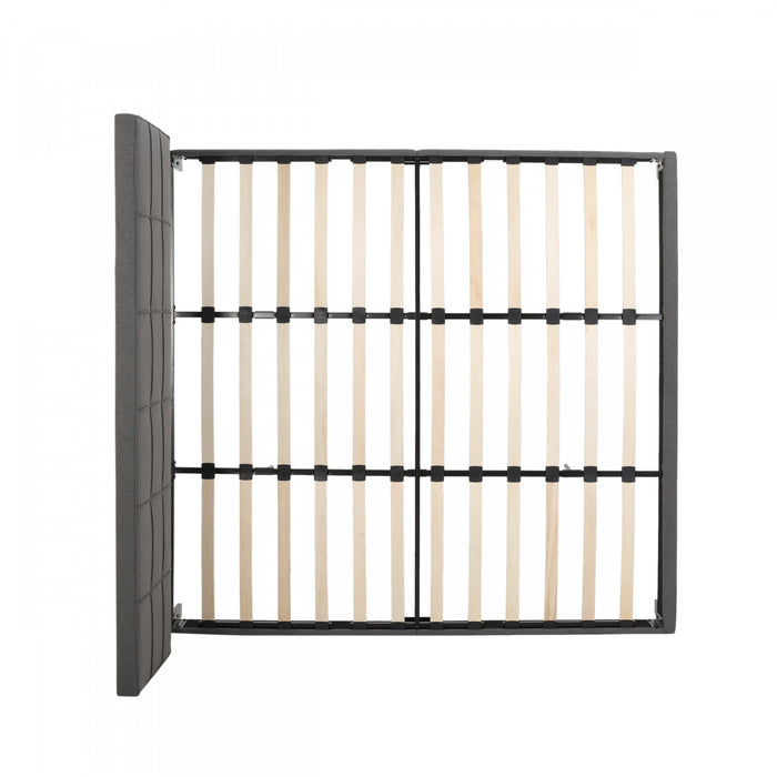 Lucia Cadre De Lit Plateforme Capitonne Avec Couture Waffle, Taille King, Gris Charbon