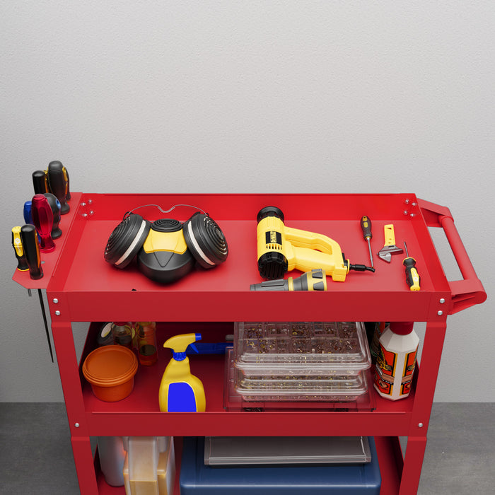 Durhand Chariot A Outils Roulant A 3 Niveaux, Capacite De 330 Lb, Rouge