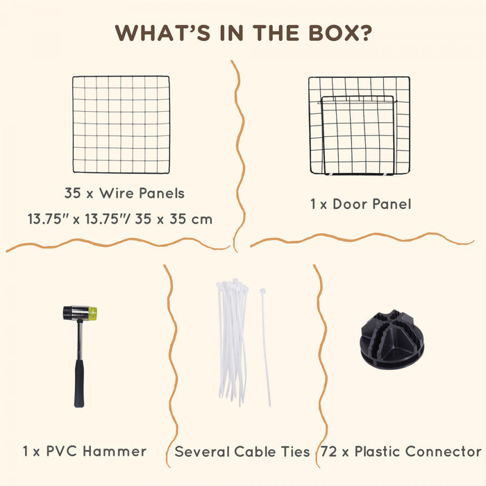 Cage Parc Enclos Pour Animaux Domestiques L 146 X L 73 X H 73 Cm Modulable 2 Niveaux 36 Panneaux Bords Arrondis Fil Metallique Noir