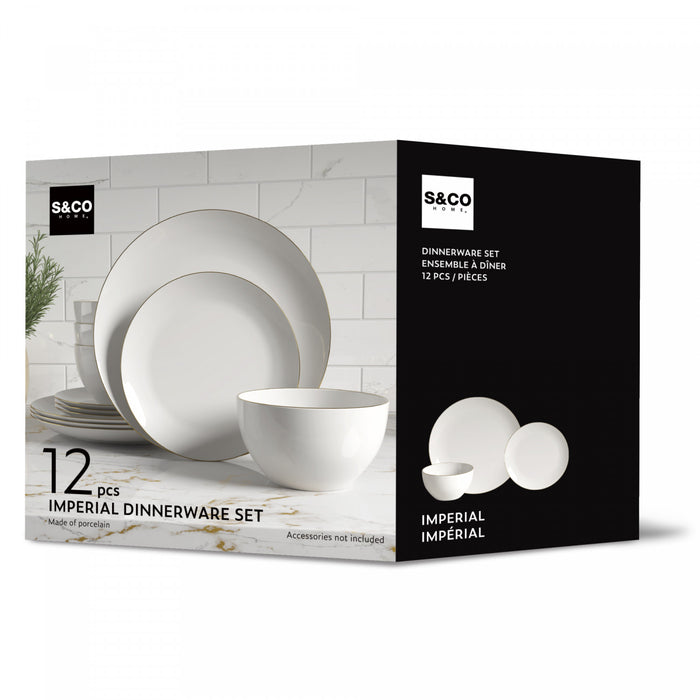 S&CO Home Ensemble de Vaisselle Imperial 12 Morceaux en Porcelaine