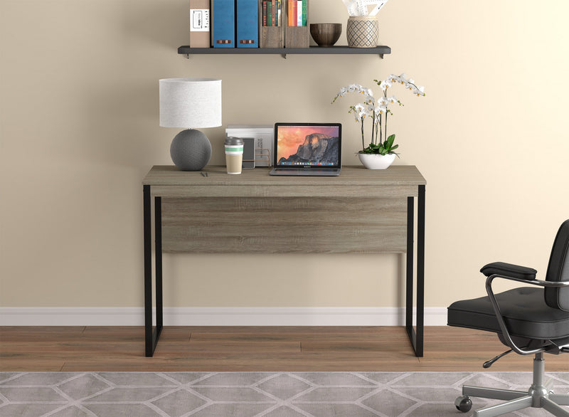 Bureau D’etude 47,25 Po Pour Bureau A Domicile Ou Salle De Jeux – Taupe Fonce Avec Base En Metal Noir