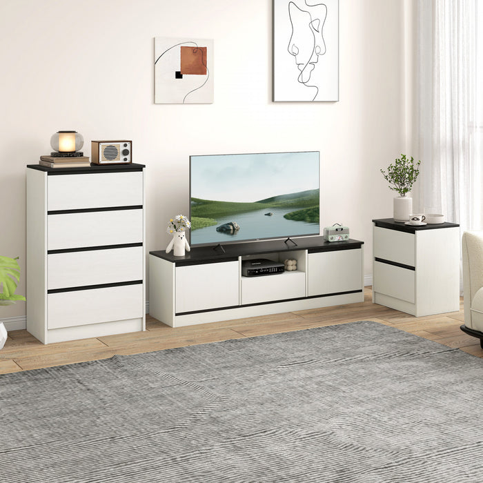HOMCOM Ensemble de 2 Tables de Nuit, Tables de chevet avec 2 Tiroirs, Blanc