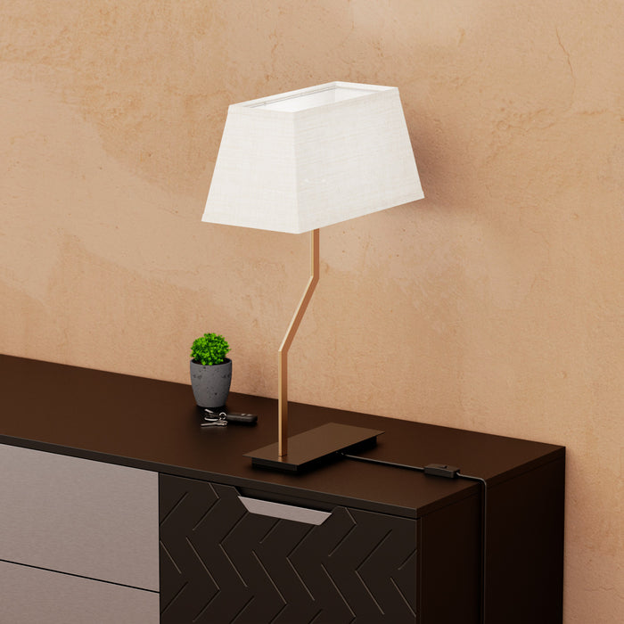 Lampe de table inclinée laiton doré de 25 po avec abat-jour texturé