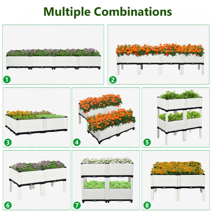 Lot De 4 Jardinieres Sur Pieds Costway