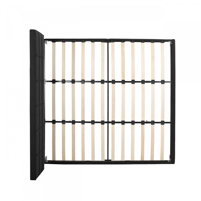 Lucia Cadre De Lit Plateforme Capitonne Avec Couture Waffle, Taille King, Noir