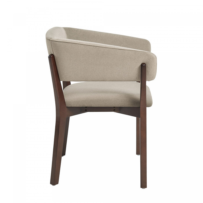 Fauteuil Blake moderne en faux mohair avec accoudoirs en bois, naturel - Lot de 4