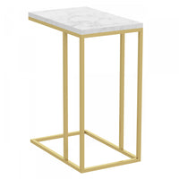  Table de bout en forme de C de 19 po en marbre et métal doré avec armature en métal - multicolore