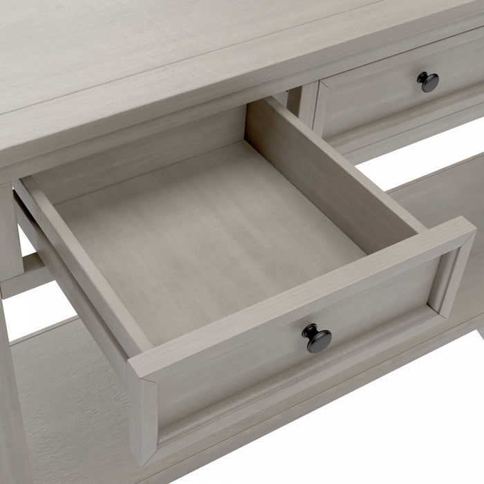 Table Console Gracie En Bois Massif Avec Tiroirs Et Etagere, Gris Patine