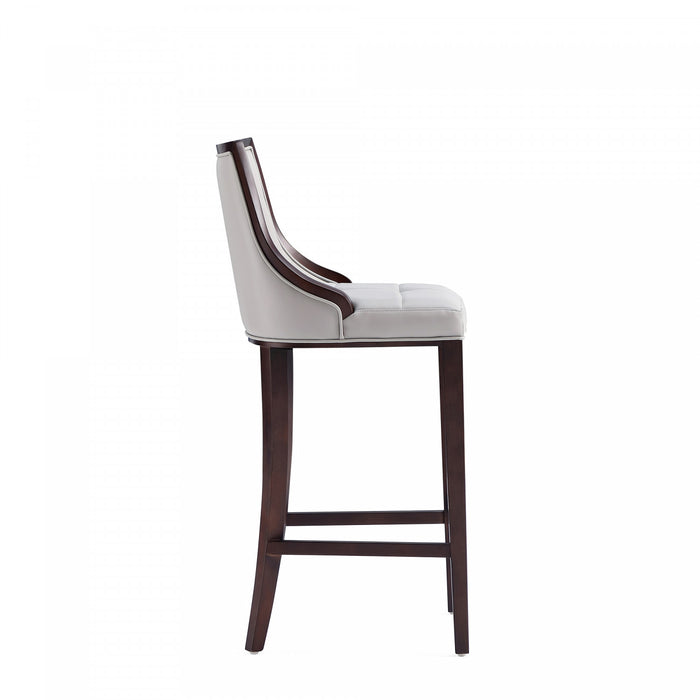 Tabouret de bar traditionnel en bois avec assise rembourree Fifth Avenue, gris clair – Lot de 2