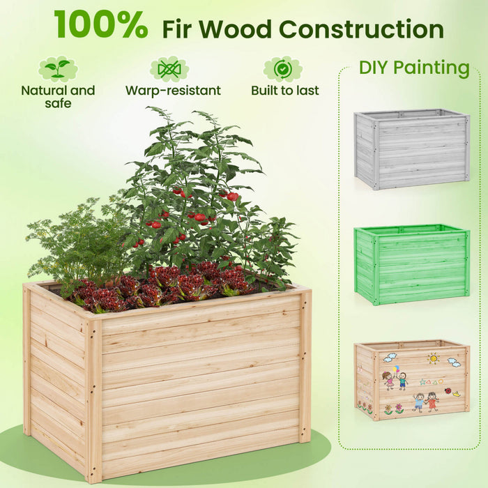 Costway 1 Pcs Boite De Planteur Elevee Avec Base Ouverte Pour Legumes Profondement Enracines