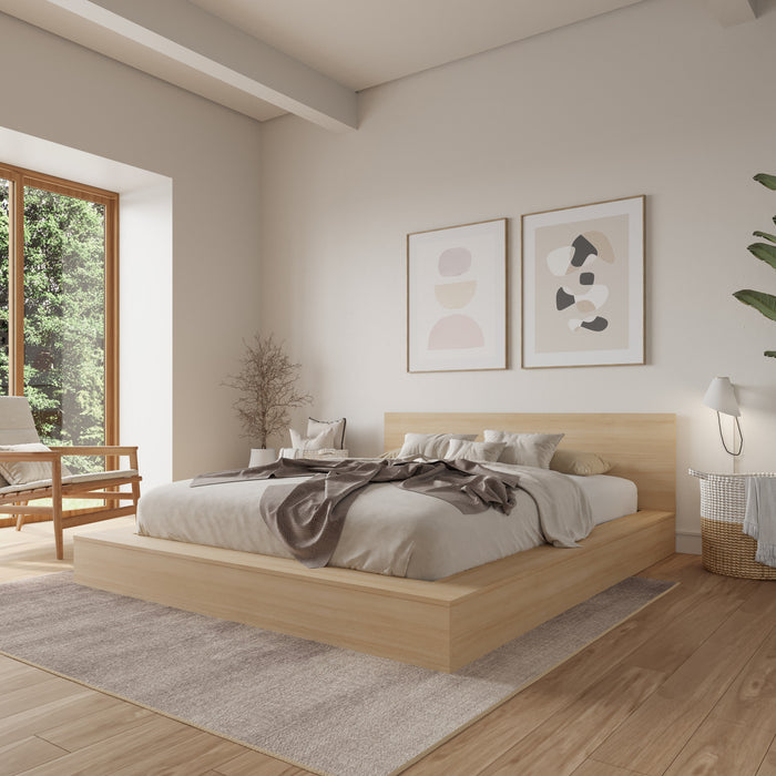 Kanso Lit a Plateforme Basse avec Tete de Lit