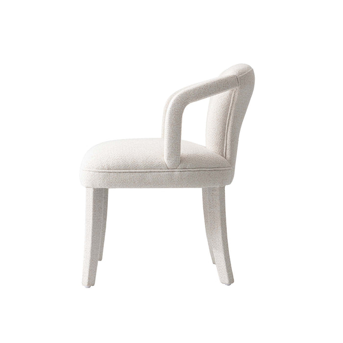 Fauteuil Palmer style milieu du siecle moderne en tweed ivoire rembourre