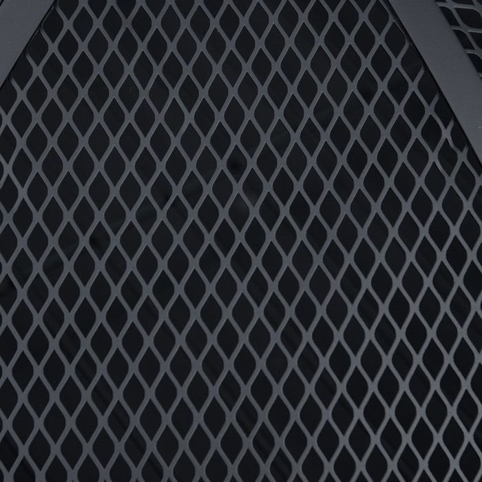 Outsunny Brasero Cheminee Foyer Exterieur Jardin Terrasse Patio Avec Couvercle Pare-etincelles Tisonnier Etagere Et Grille A Charbon Inclus Noir