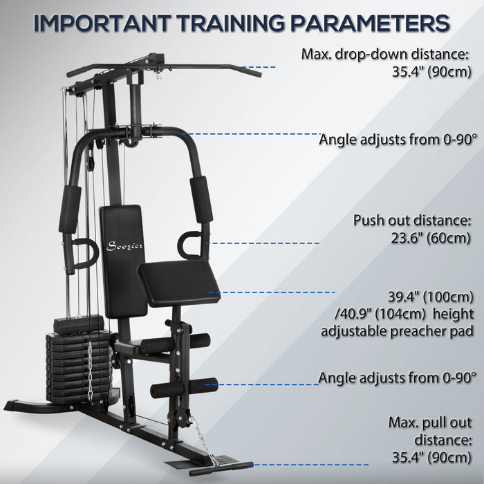Soozier Machine De Gym A Domicile Multifonction Avec Pile De Poids De 99 Lb