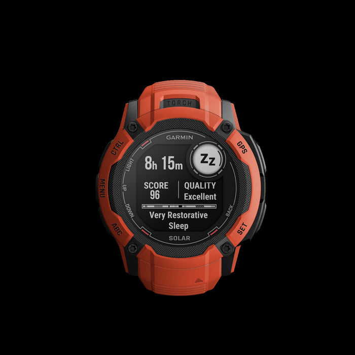 Montre Connectee Garmin Instinct® 2x Solar Gps - Suivi De La Sante Et De La Condition Physique Avec Gnss Multi-bande - Rouge Flamme