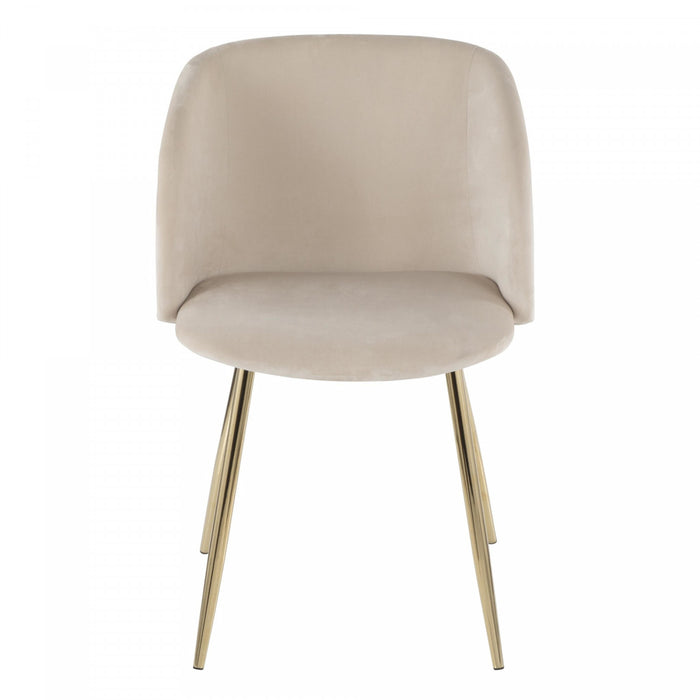 Chaise de salle à manger contemporaine Fran en velours crème - ensemble de 2