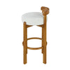 Elise Modern Round Seat Rubberwood Bar Stool Set of 2 with Curved Back Support and Sherpa Upholstery,Ivory | Elise – Lot de 2 tabourets de bar modernes a assise ronde en bois d’hevea avec dossier incurve de soutien et revetement en sherpa, couleur ivoire