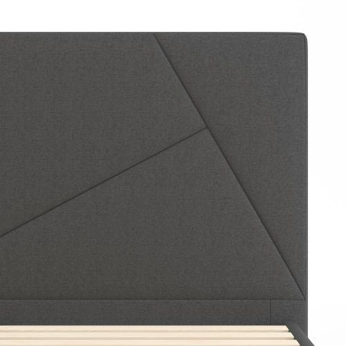 Judy lit plateforme rembourré avec tête de lit gris foncé - Double