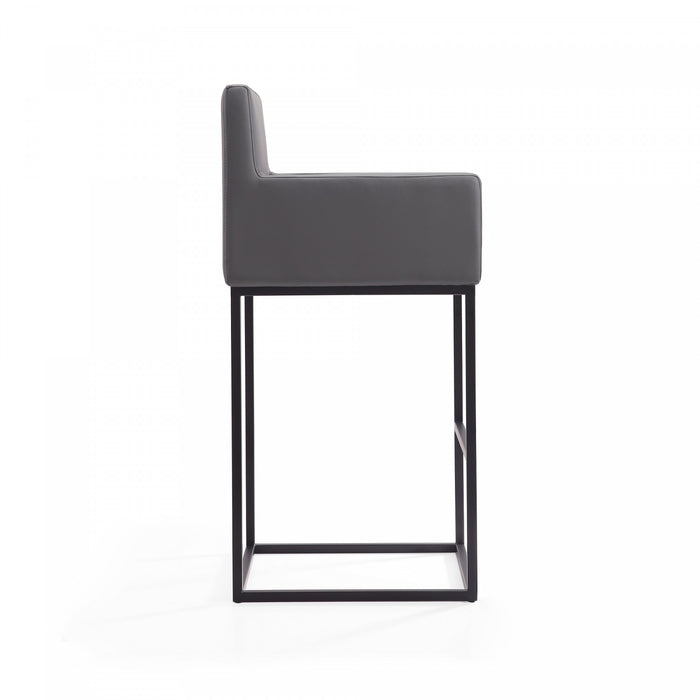 Tabouret de bar rembourre en metal gris style mid-century modern Ambassador - Lot de 3