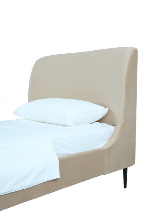 Lit une place Heather style milieu du siecle moderne en velours taupe et noir