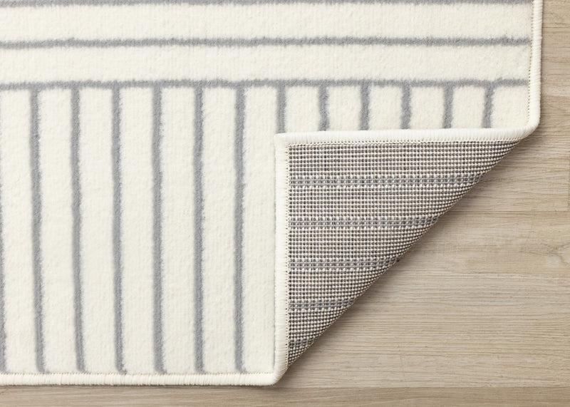 Carpette Forte blanche et grise à motif d’arches courbées pour l’intérieur - 4 pi 7 po x 6 pi 7 po