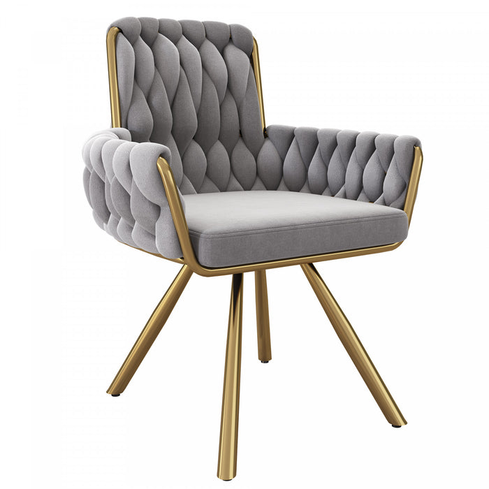 Chaises de salle a manger pivotantes Timothy en velours avec revetement capitonne et pieds en metal, lot de 4, gris