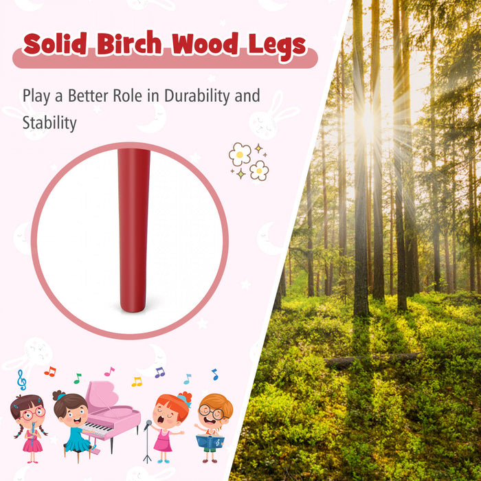 Costway Piano a Queue Classique Bebe 30 Touches, Jouet en Bois pour Bout de Chou avec Banc et Porte-Partition - Rouge