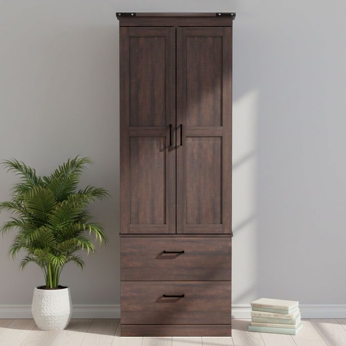 HOMCOM Armoire Haute de Cuisine 67\" avec Etageres Reglables, Brun Vieilli