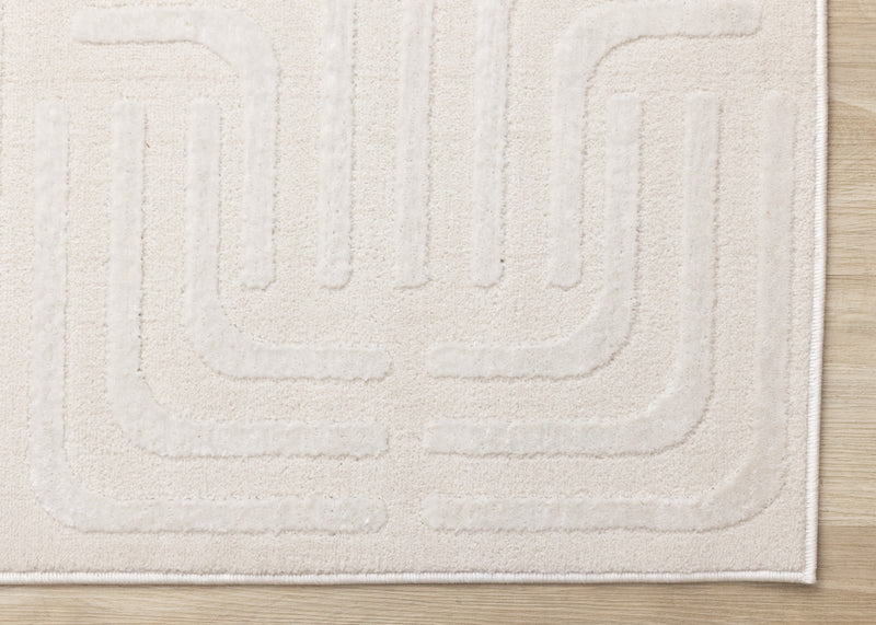 Tapis a motifs de treillis orientaux creme beige Leonardo, 6'7\" x 9'6\"