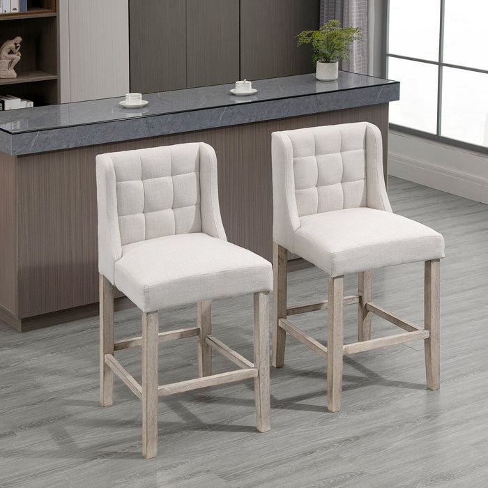 HOMCOM 2 Tabourets de Comptoir Moderne Tissu Beige