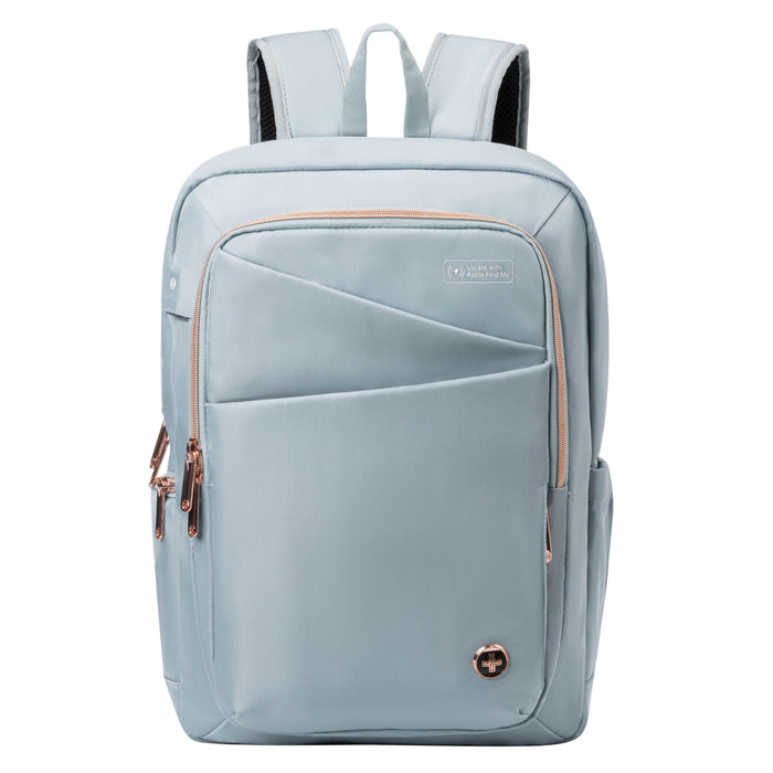 Sac a dos intelligent Swissdigital Design SSD Finder - Modele KATY ROSE avec port de chargement integre - Bleu sarcelle