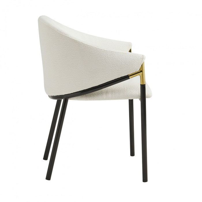 Pater Chaises De Salle A Manger Modernes Avec Assise Tapisee En Tissu Et Pieds En Metal, Blanc