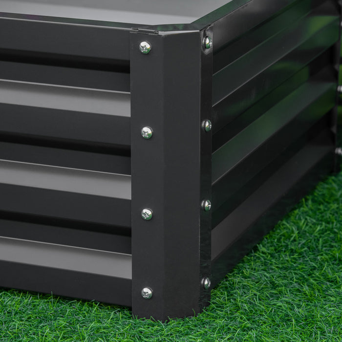 Outsunny Lot De 2 Pieces Parterre De Fleur Carre Potager De Jardin Jardinieres Bac A Fleurs 8 Panneaux Modulables En Acier Dim. 23.5\"l X 23.5\"l X 12\"h Gris