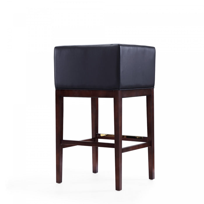 Tabouret de bar Kingsley style milieu du siecle en bois et tissu noir - Lot de 3