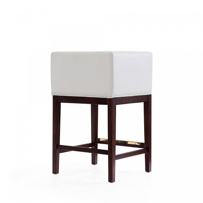Tabouret de comptoir en bois rembourre ivoire style Mid-Century Modern Kingsley - Lot de 3