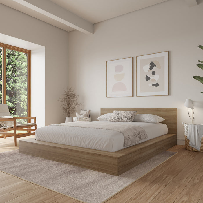 Kanso Lit a Plateforme Basse avec Tete de Lit