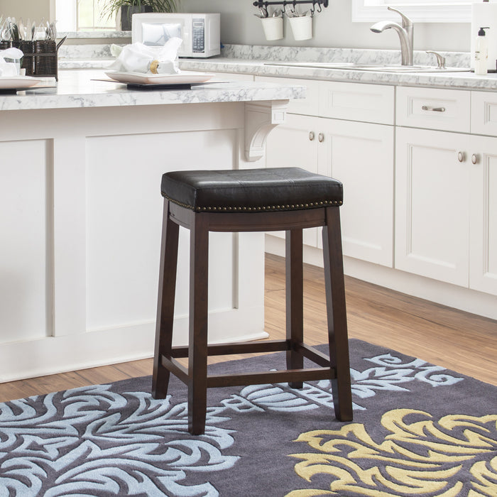 Tabouret Claridge de hauteur comptoir en similicuir et sans dossier - brun