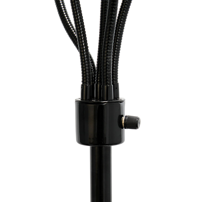 Skye Lampadaire a 5 lumieres avec cols de cygne reglables, Noir et Blanc, 67 po H