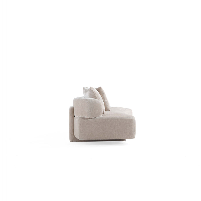 Canape en chenille beige Verandah Mid-Century Modern 231 cm