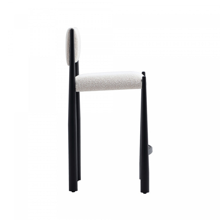 Tabouret de comptoir en metal boucle creme style mid-century modern Lennor