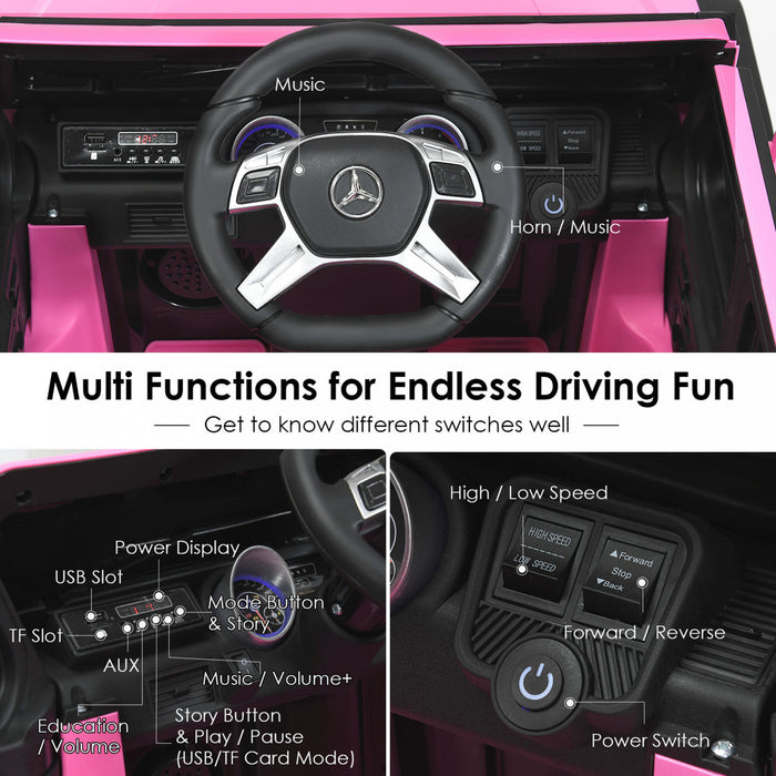 12v Autorise Mercedes-benz Enfants Roulent Sur La Voiture Rc Vehicules Motorises W / Tronc Rose