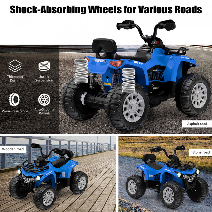 Costway 12v Enfants Rouler Sur Atv Electrique 4 Roues Quad 2 Vitesses W / Mp3 & Phares Bleu