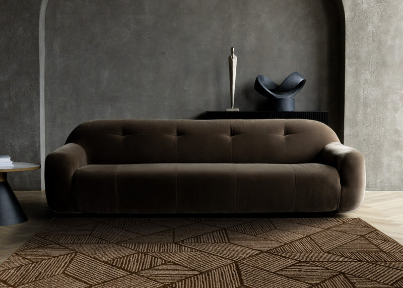 Tapis Covington brun taupe a rayures geometriques, 5'3\" x 7'7\"
