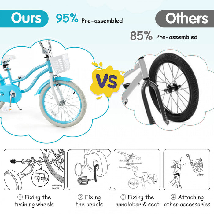 Prorider 18\" Enfants Velo Tout-petit Velo Avec Roue D'entrainement Pour 4-8 Ans Bleu