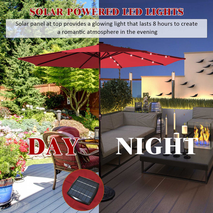 Costway Parasol de marche solaire LED de 10 pieds avec reglage d'inclinaison et manivelle